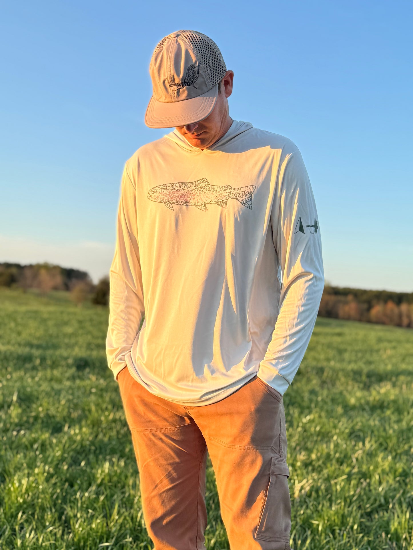 North Fly Premium UPF 50 Lightweight - long sleeve hoodie - Rainbow - NC Trout Waters