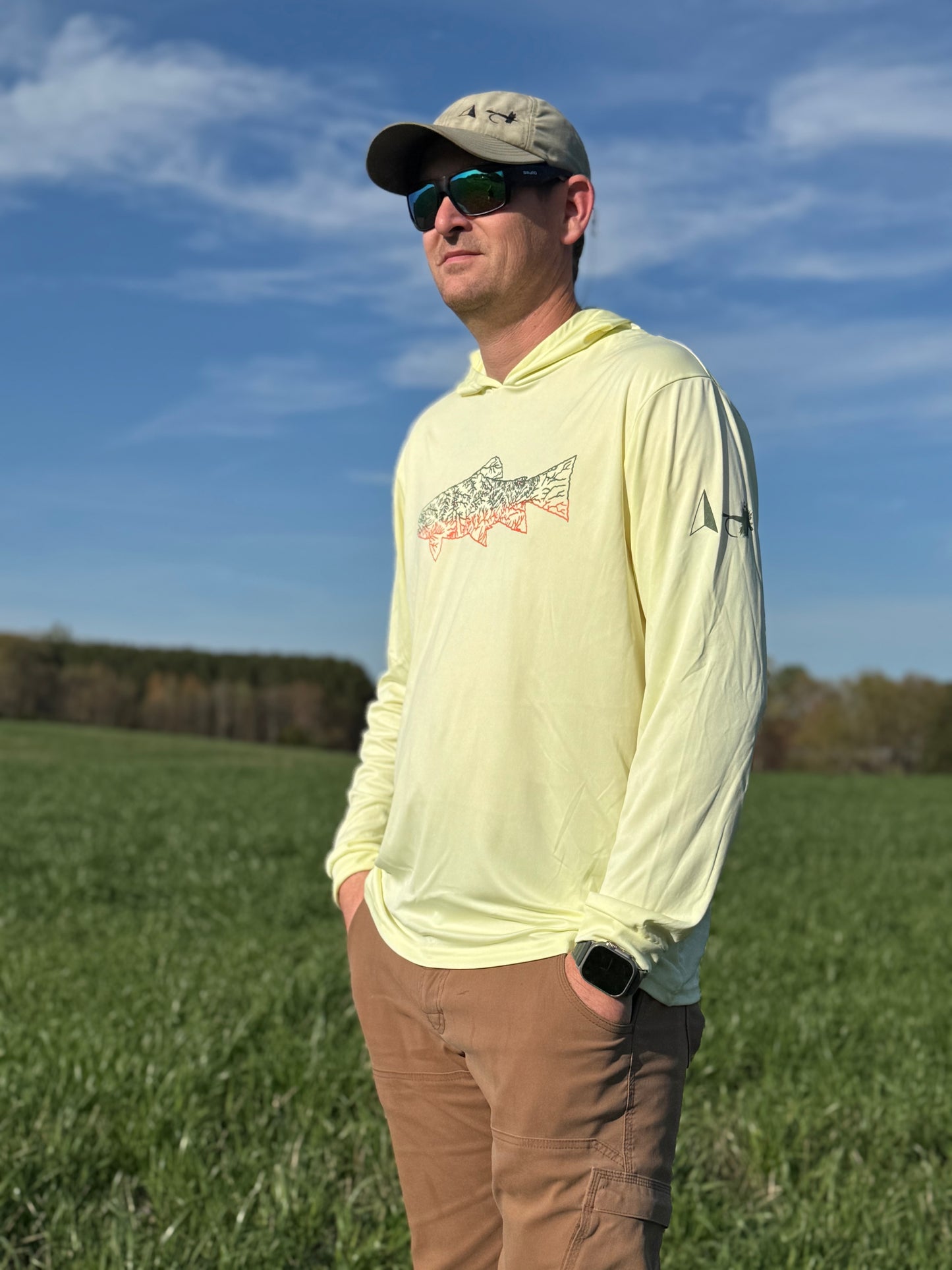 North Fly Premium UPF 50 Lightweight - long sleeve hoodie - Brookie - NC Trout Waters